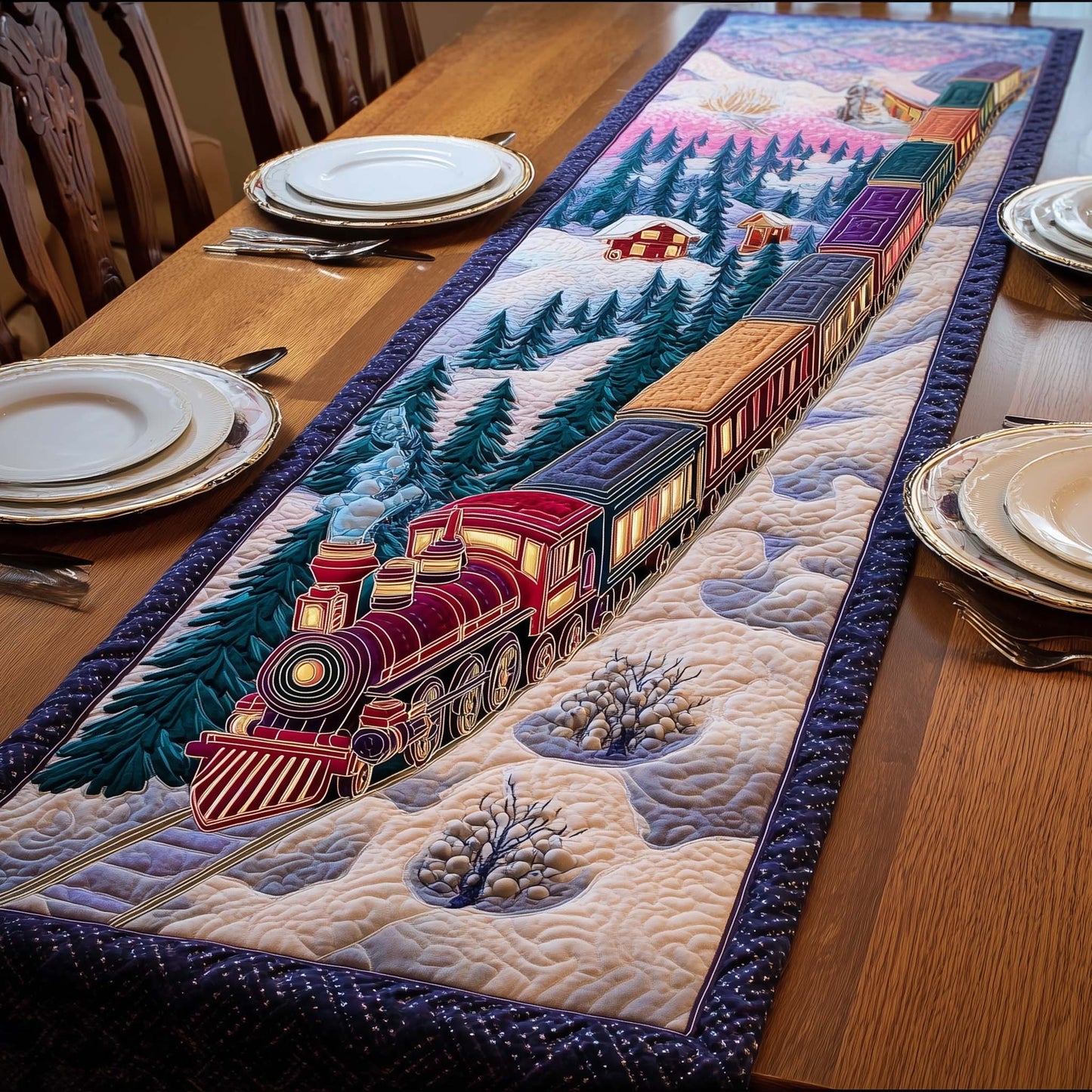 Christmas Train Quilted Table Runner GFTOHD12790