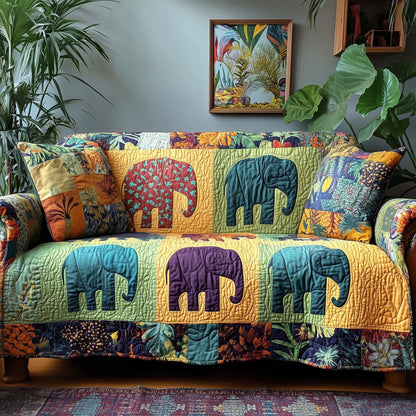 Patchwork Elephant Spirit Quilted Sofa Cover GFTOHD12928
