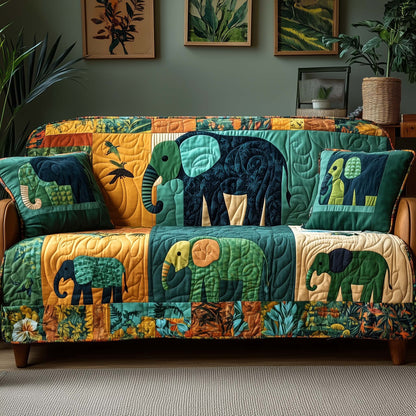 Patchwork Elephant Spirit Quilted Sofa Cover GFTOHD12929