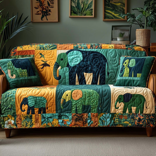 Patchwork Elephant Spirit Quilted Sofa Cover GFTOHD12929