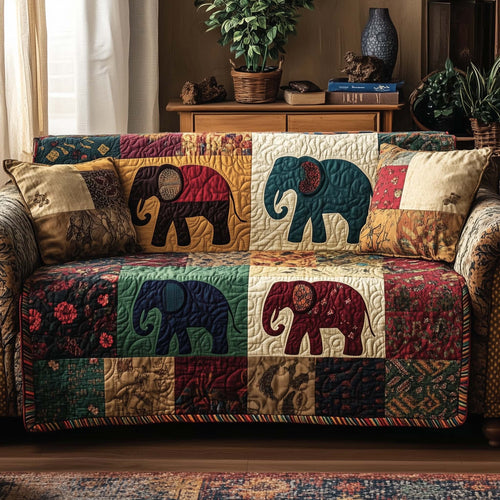 Patchwork Elephant Spirit Quilted Sofa Cover GFTOHD12930