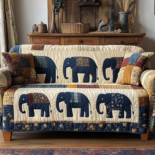 Patchwork Elephant Spirit Quilted Sofa Cover GFTOHD12933