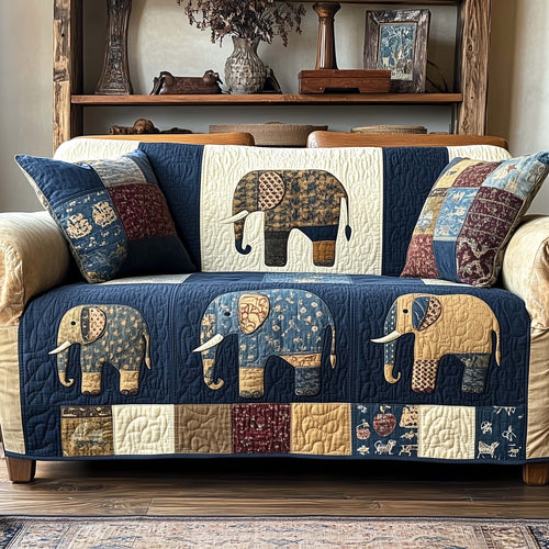 Patchwork Elephant Spirit Quilted Sofa Cover GFTOHD12934