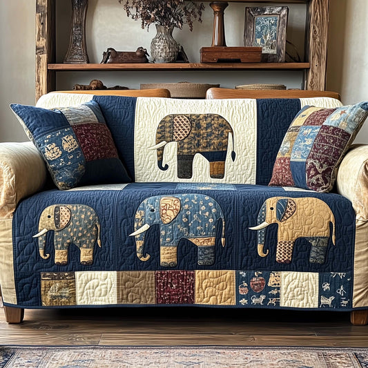 Patchwork Elephant Spirit Quilted Sofa Cover GFTOHD12934