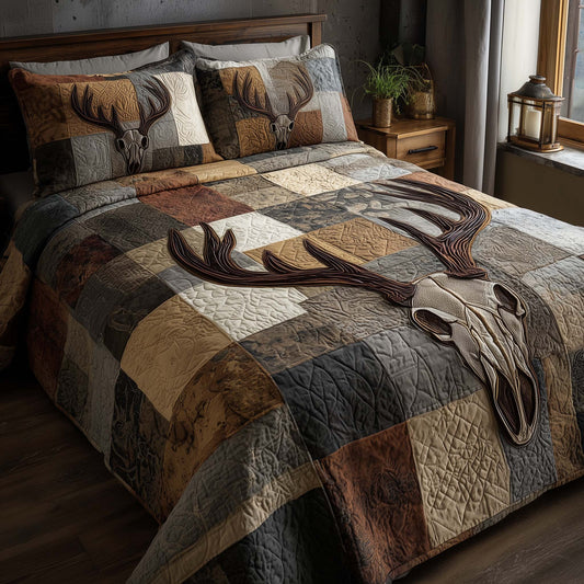 Mystic Deer Skull 3-Piece Quilted Bedding Set GFTOHD12942