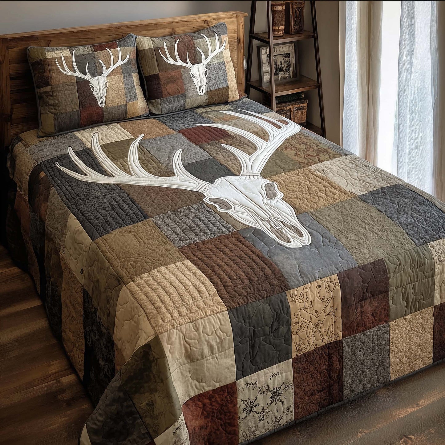 Mystic Deer Skull 3-Piece Quilted Bedding Set GFTOHD12943