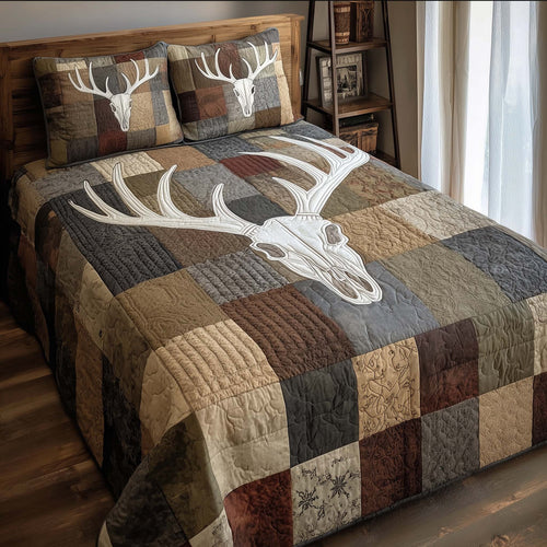 Mystic Deer Skull 3-Piece Quilted Bedding Set GFTOHD12943