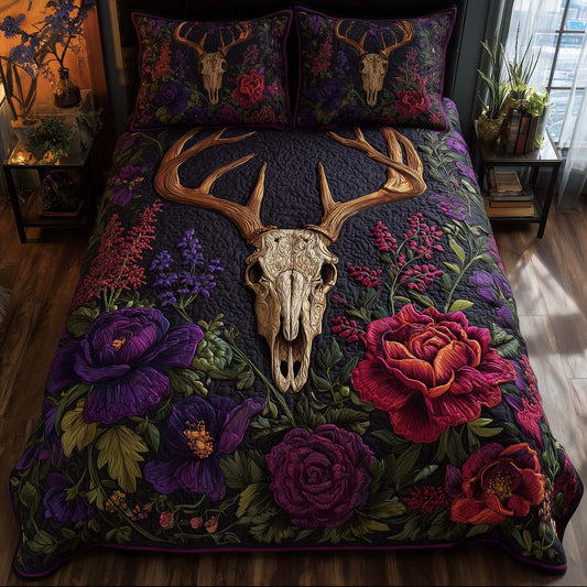 Mystic Deer Skull 3-Piece Quilted Bedding Set GFTOHD12944