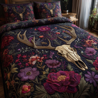 Mystic Deer Skull 3-Piece Quilted Bedding Set GFTOHD12945