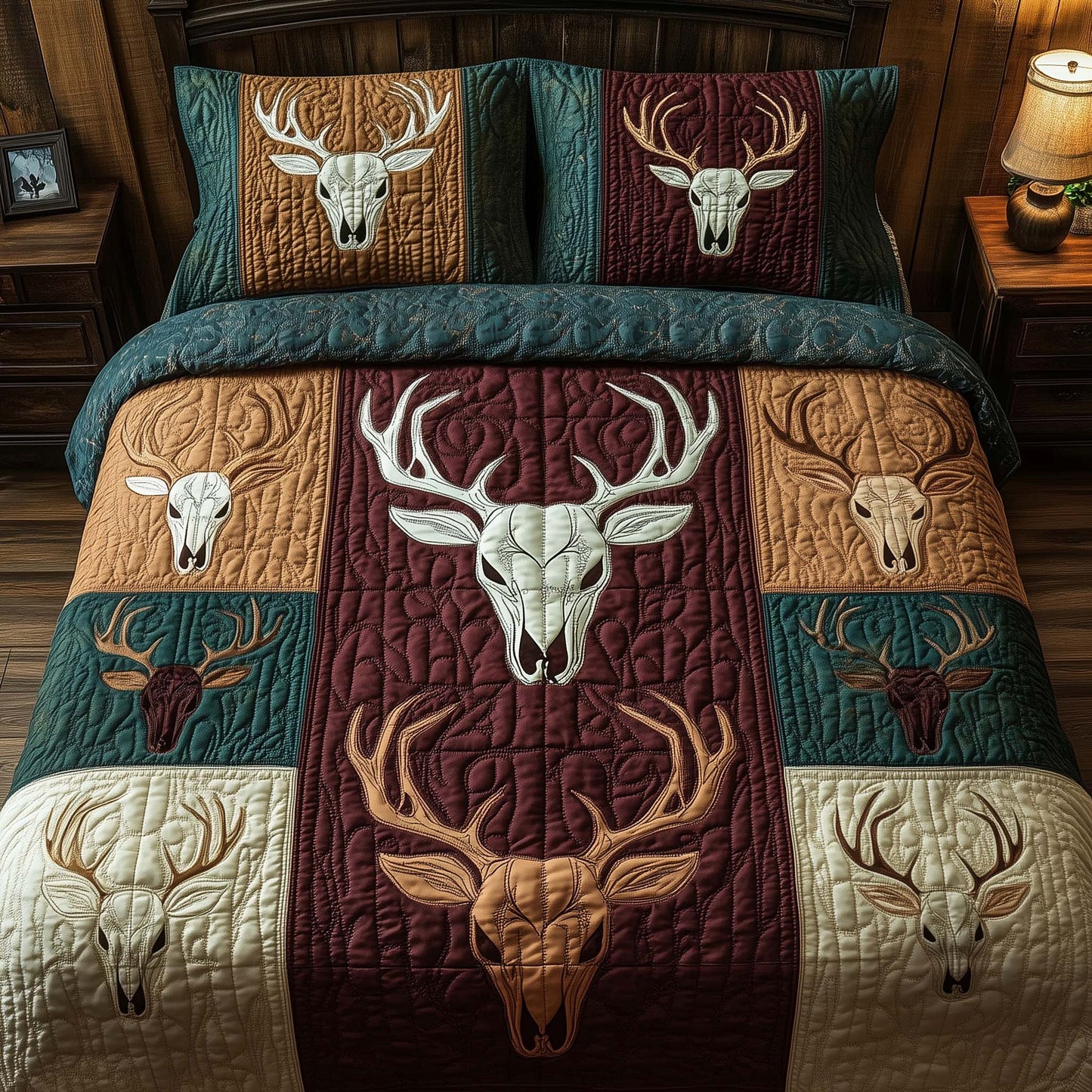 Mystic Deer Skull 3-Piece Quilted Bedding Set GFTOHD12948