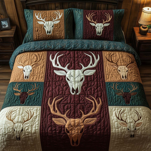 Mystic Deer Skull 3-Piece Quilted Bedding Set GFTOHD12948