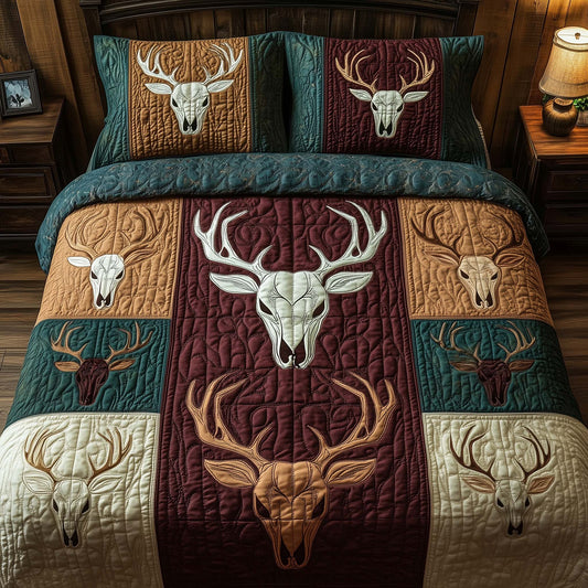 Mystic Deer Skull 3-Piece Quilted Bedding Set GFTOHD12948