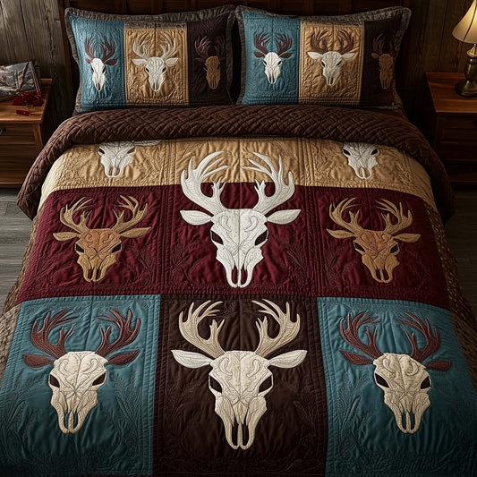 Mystic Deer Skull 3-Piece Quilted Bedding Set GFTOHD12949