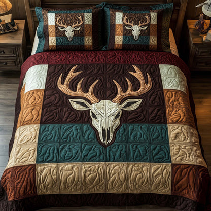 Mystic Deer Skull 3-Piece Quilted Bedding Set GFTOHD12950