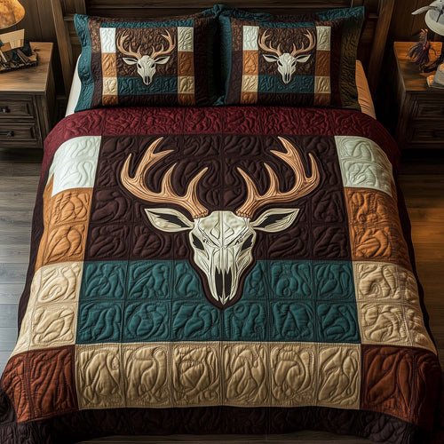 Mystic Deer Skull 3-Piece Quilted Bedding Set GFTOHD12950