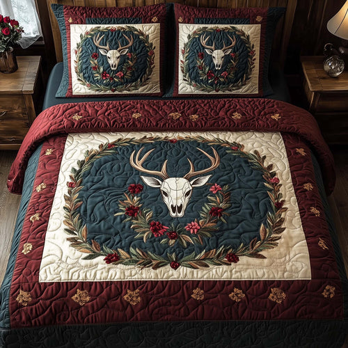 Mystic Deer Skull 3-Piece Quilted Bedding Set GFTOHD12951