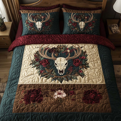 Mystic Deer Skull 3-Piece Quilted Bedding Set GFTOHD12952