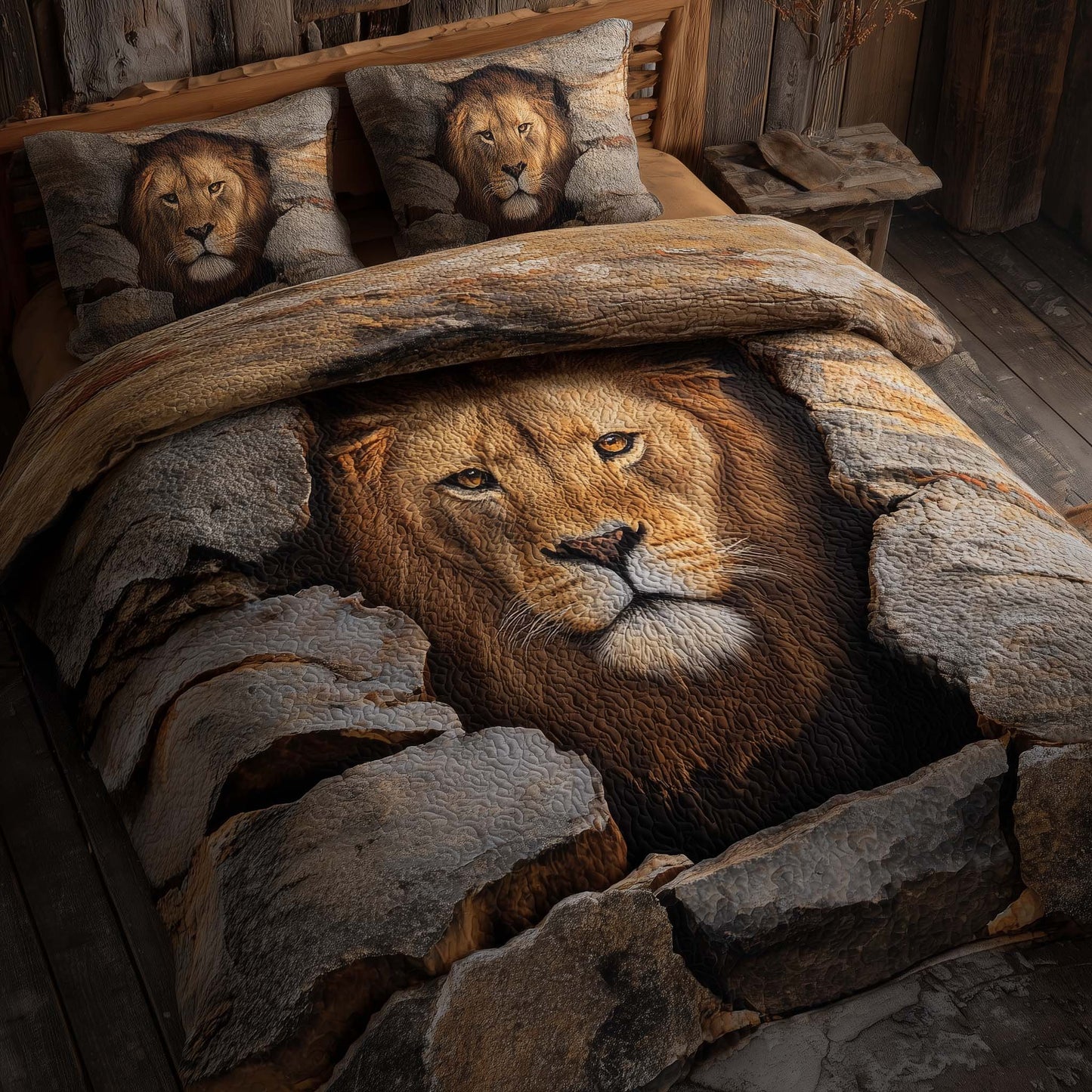 Majestic Lion 3-Piece Quilted Bedding Set GFTOHD12969