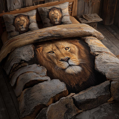 Majestic Lion 3-Piece Quilted Bedding Set GFTOHD12969