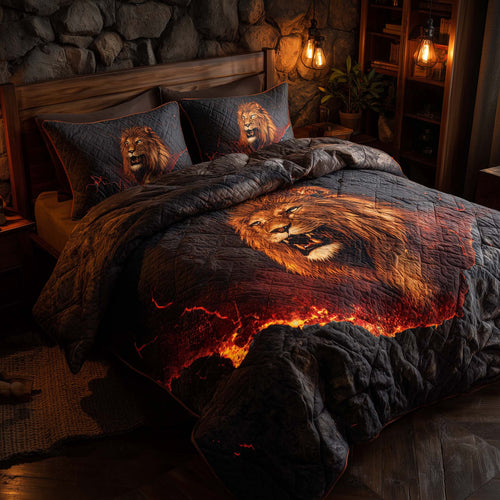 Majestic Lion 3-Piece Quilted Bedding Set GFTOHD12971