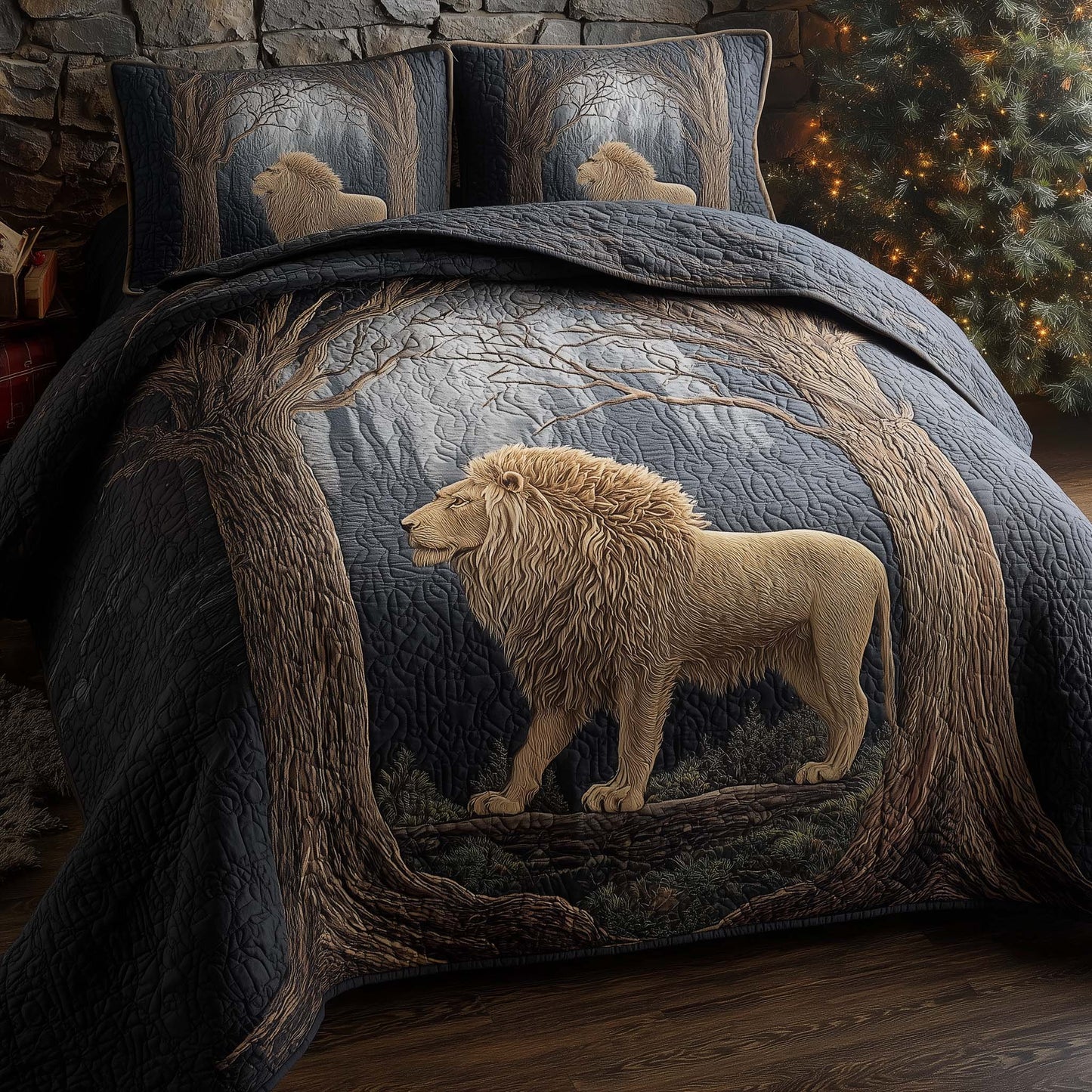 Majestic Lion 3-Piece Quilted Bedding Set GFTOHD12973