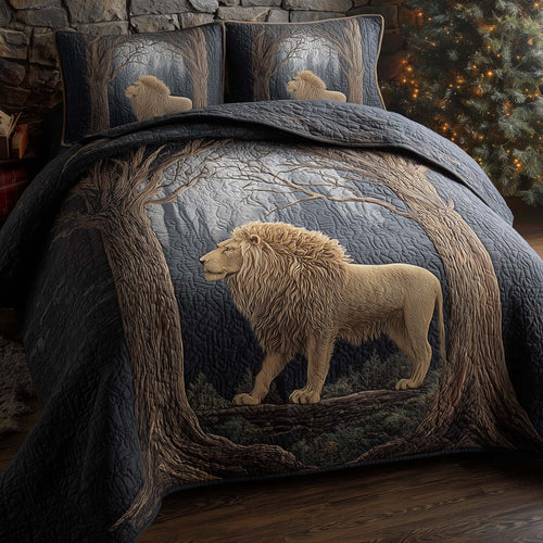 Majestic Lion 3-Piece Quilted Bedding Set GFTOHD12973
