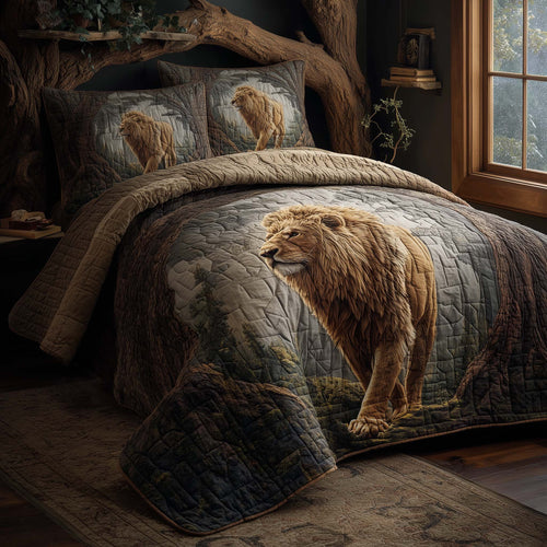 Majestic Lion 3-Piece Quilted Bedding Set GFTOHD12974