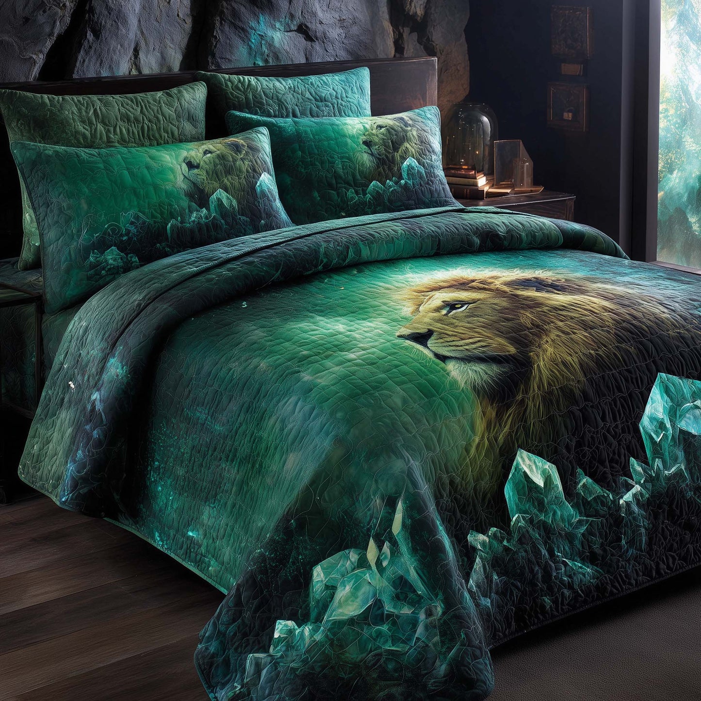 Majestic Lion 3-Piece Quilted Bedding Set GFTOHD12975