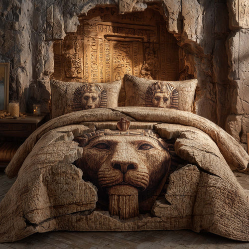 Majestic Lion 3-Piece Quilted Bedding Set GFTOHD12976