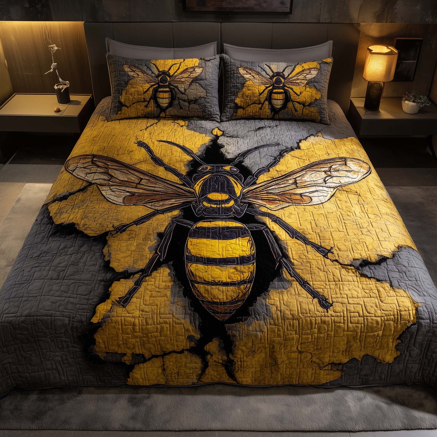 Bee Heaven 3-Piece Quilted Bedding Set GFTOHD12984