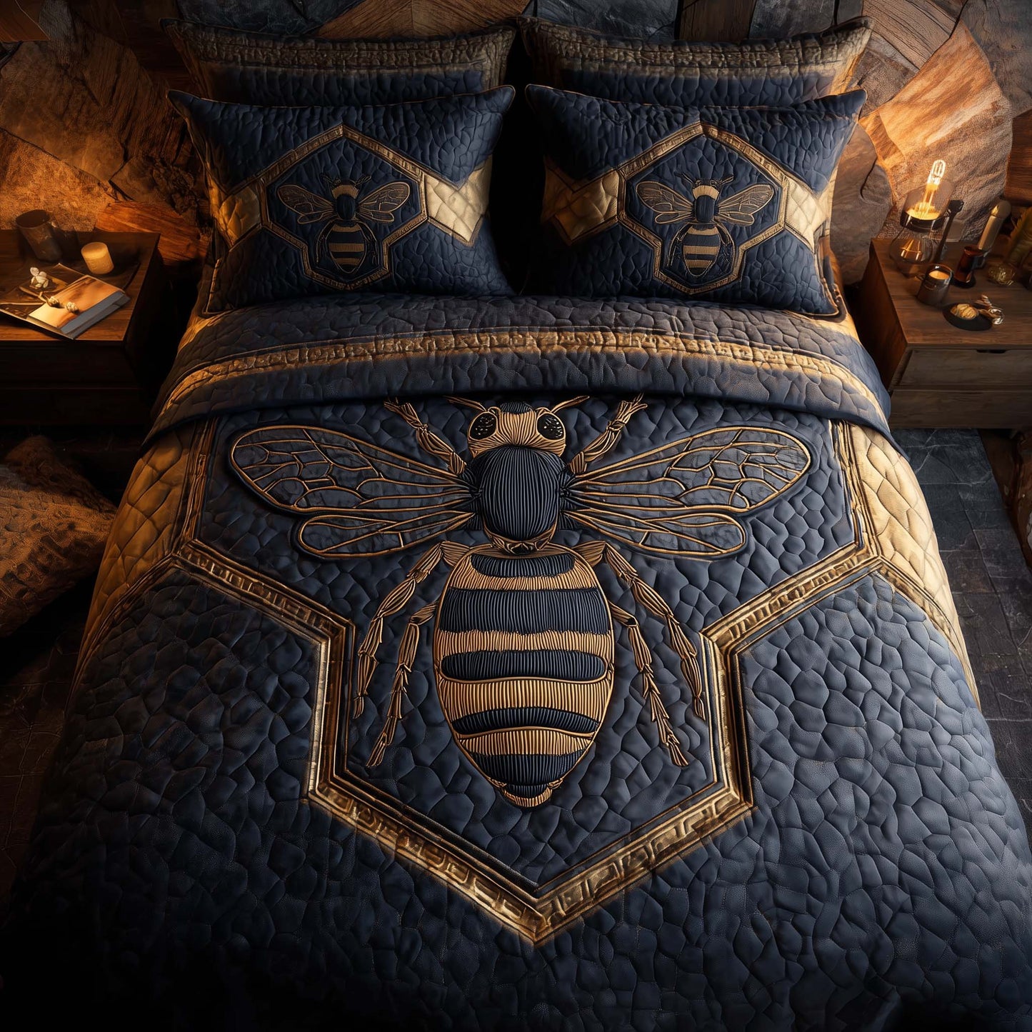 Bee Heaven 3-Piece Quilted Bedding Set GFTOHD12986