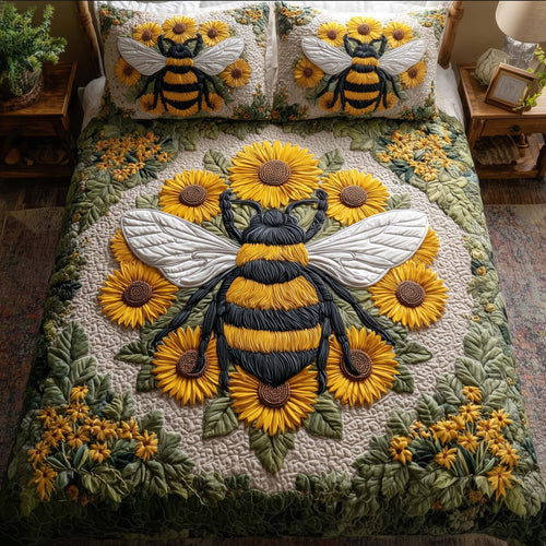 Bee Heaven 3-Piece Quilted Bedding Set GFTOHD12990