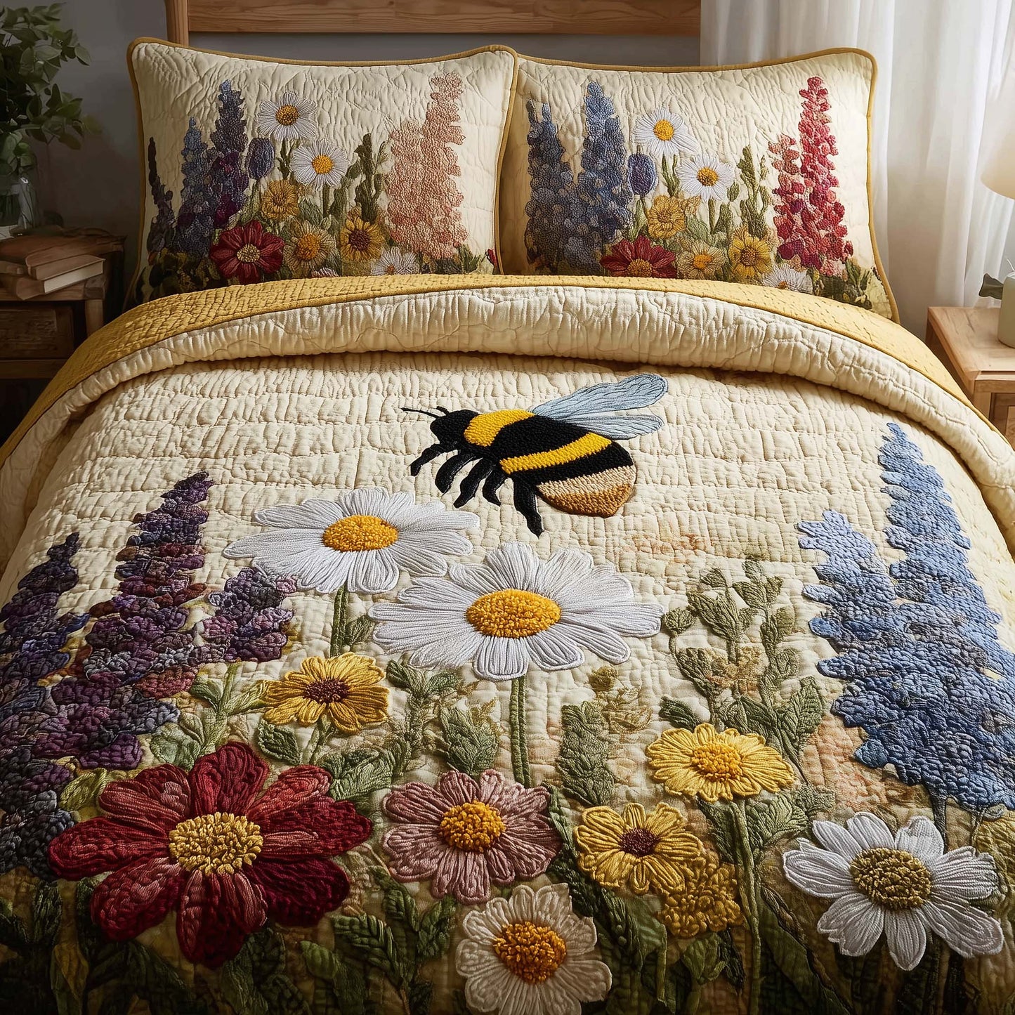 Bee Heaven 3-Piece Quilted Bedding Set GFTOHD12993