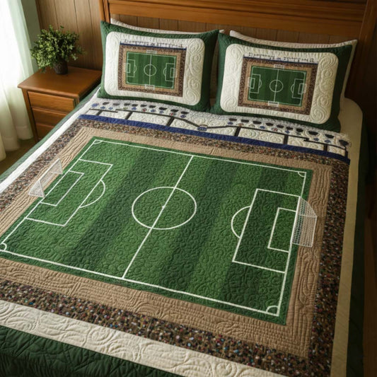 Soccer Field 3-Piece Quilted Bedding Set GFTOHD13033