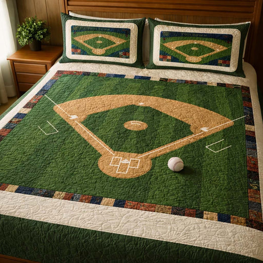 Baseball Field 3-Piece Quilted Bedding Set GFTOHD13035