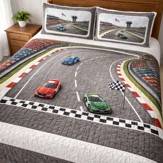 Race Track 3-Piece Quilted Bedding Set GFTOHD13038