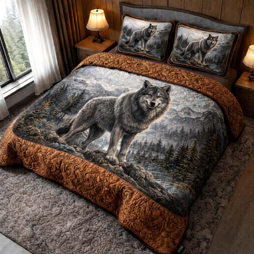 Majestic Wolf 3-Piece Quilted Bedding Set GFTOHD13043