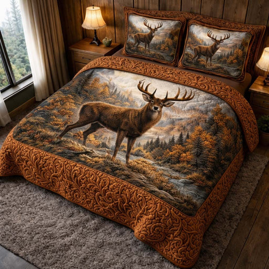 Majestic Deer 3-Piece Quilted Bedding Set GFTOHD13044