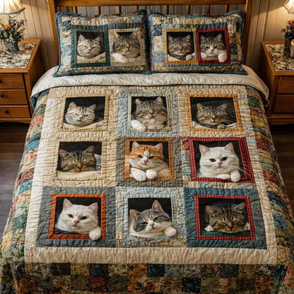 Adorable Cats 3-Piece Quilted Bedding Set GFTOHD13070