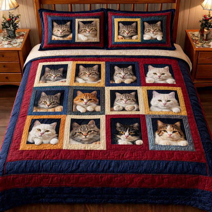 Adorable Cats 3-Piece Quilted Bedding Set GFTOHD13072