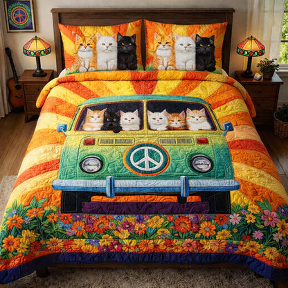 Adorable Cats 3-Piece Quilted Bedding Set GFTOHD13076