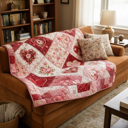 Heart Patchwork Quilted Blanket GFTOHD13080