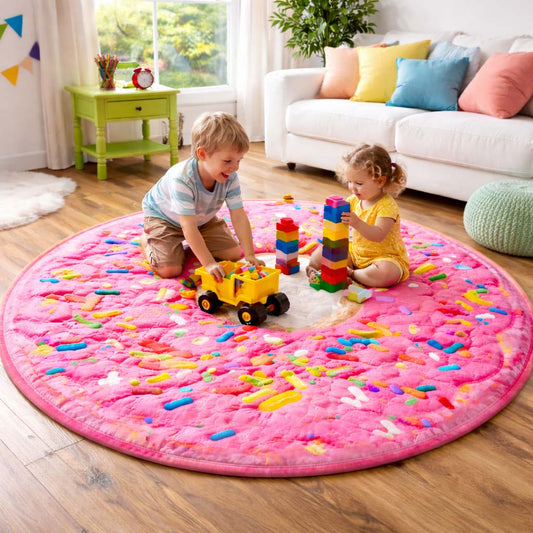 Pink Donut Fun Quilted Round Mat GFTOHD13134