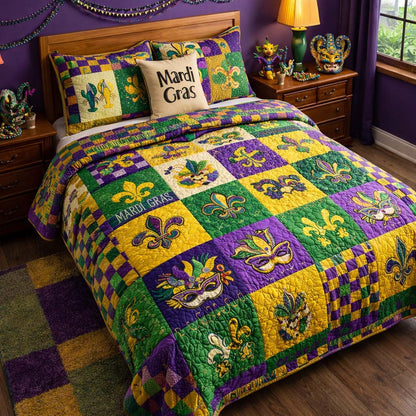 Mardi Patchwork 3-Piece Quilted Bedding Set GFTOHD13137