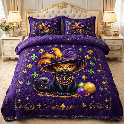 Mardi Cat 3-Piece Quilted Bedding Set GFTOHD13142