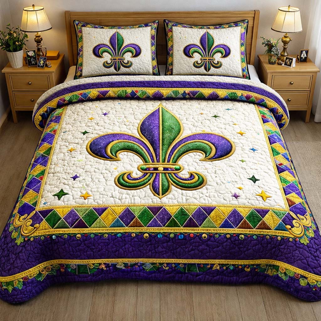 Fleur Elegance 3-Piece Quilted Bedding Set GFTOHD13143