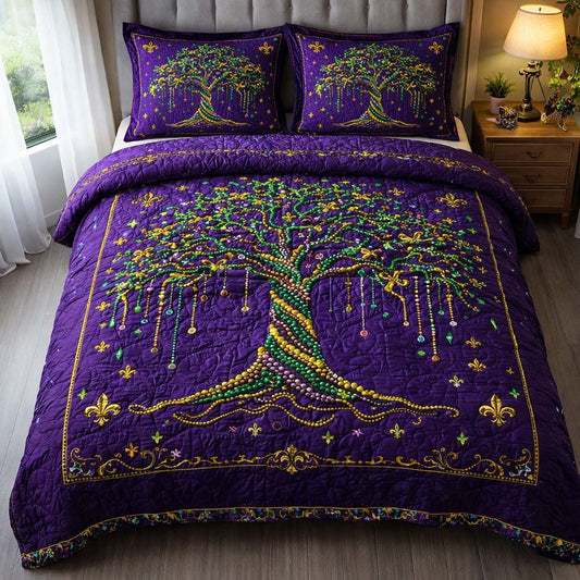 Mardi Gras Tree 3-Piece Quilted Bedding Set GFTOHD13145
