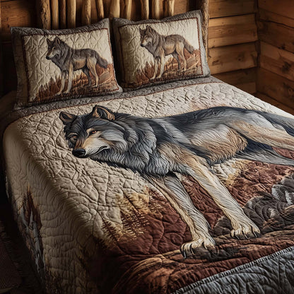 Resting Wolf 3-Piece Quilted Bedding Set GFTOHD13149