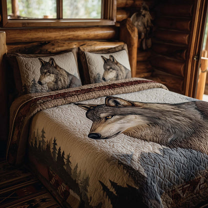 Forest Wolf 3-Piece Quilted Bedding Set GFTOHD13150
