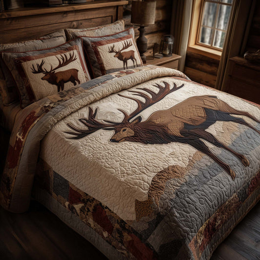 Majestic Elk 3-Piece Quilted Bedding Set GFTOHD13151